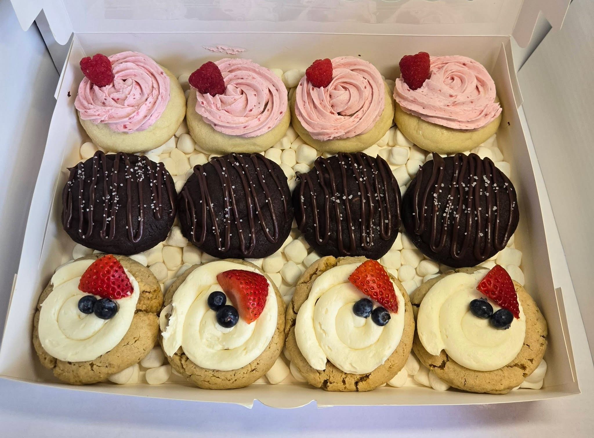 Assortment of decorated bakery cookies